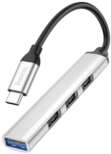 Мультипорт Hoco HB26 Type-C to 1xUSB 3.0 3xUSB 2.0 Серебристый