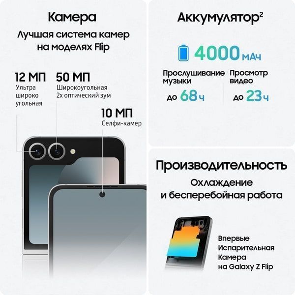 Смартфон Samsung Galaxy Z Flip6 | 12/256 ГБ, Голубой