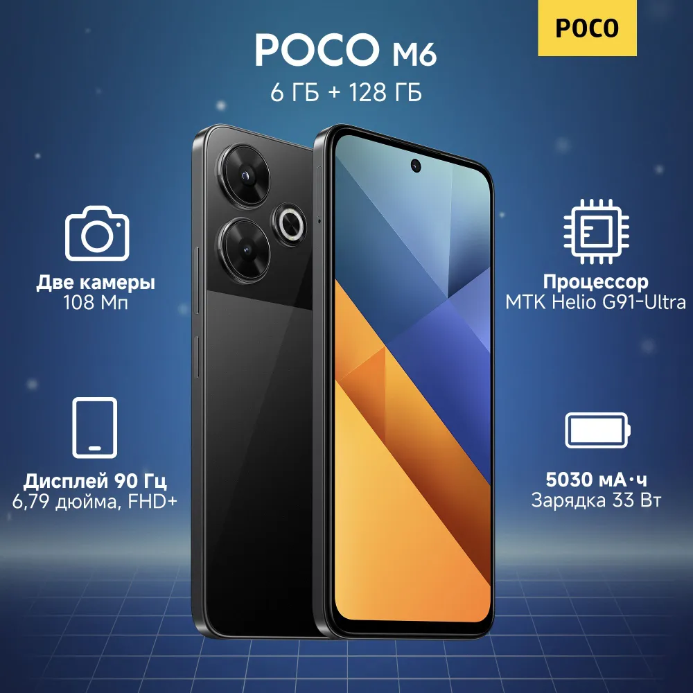 Смартфон Xiaomi Poco M6 | 8/256 ГБ Черный