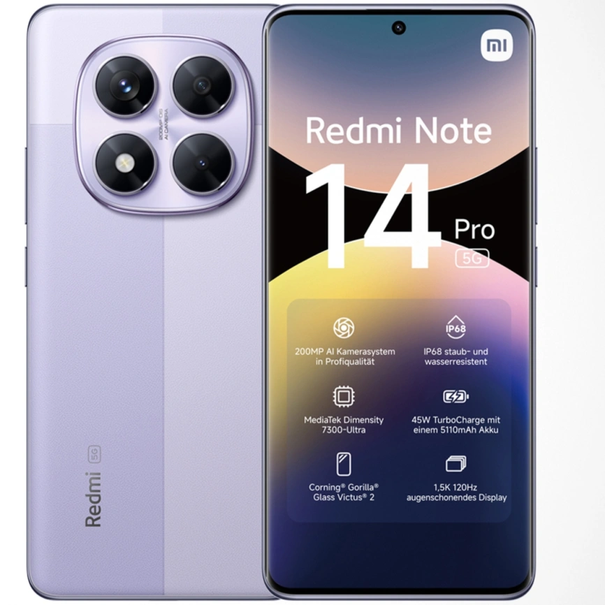 Смартфон Xiaomi Redmi Note 14 Pro 5G | 8/256 ГБ (Lavender Purple | Лавандовый фиолетовый)