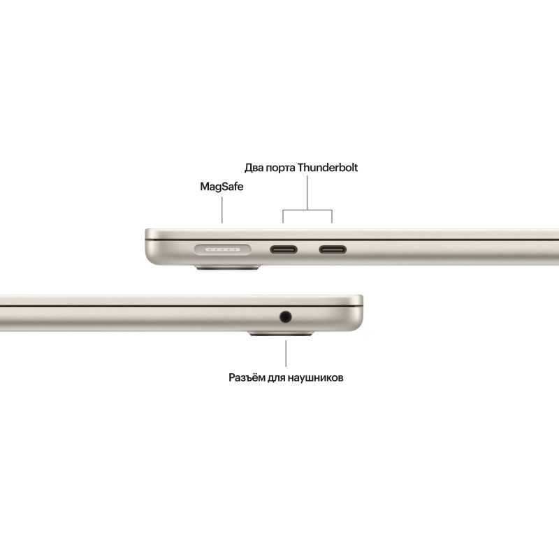 Ноутбук Apple MacBook Air 15" M3 (2024) 8C CPU/10C GPU, 16 ГБ RAM, 256 ГБ SSD, (Starlight | Сияющая звезда)