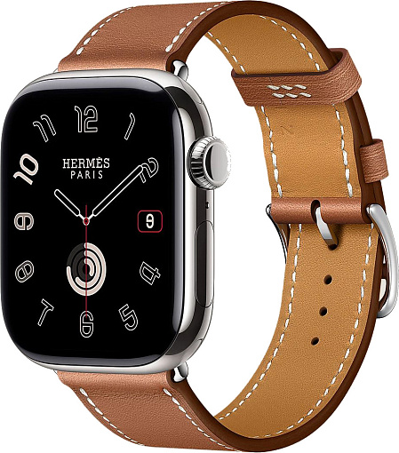 Смарт-часы Apple Watch S10 Hermes - 42 mm браслет Leather Single Tour Etoupe, (Gold | золотой)