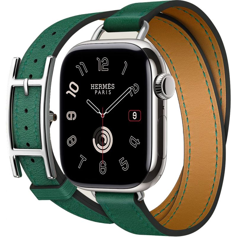 Смарт-часы Apple Watch S10 Hermes - 42 mm браслет Double Tour Hapi Attelage (Vert Moyen | зеленый)
