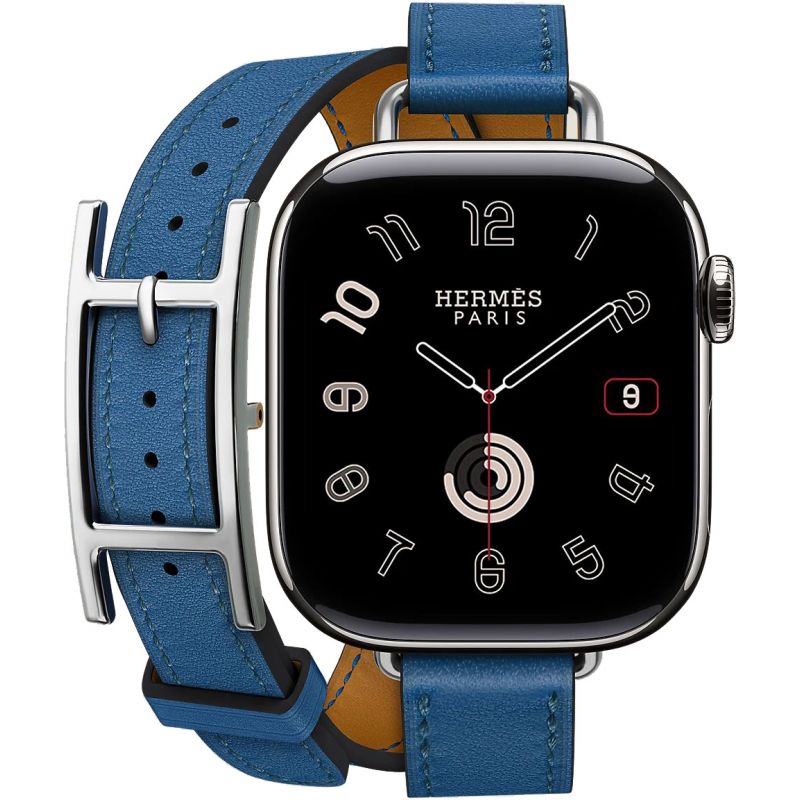 Смарт-часы Apple Watch S10 Hermes - 42 mm браслет Double Tour Hapi Attelage (Bleu de France | синий)