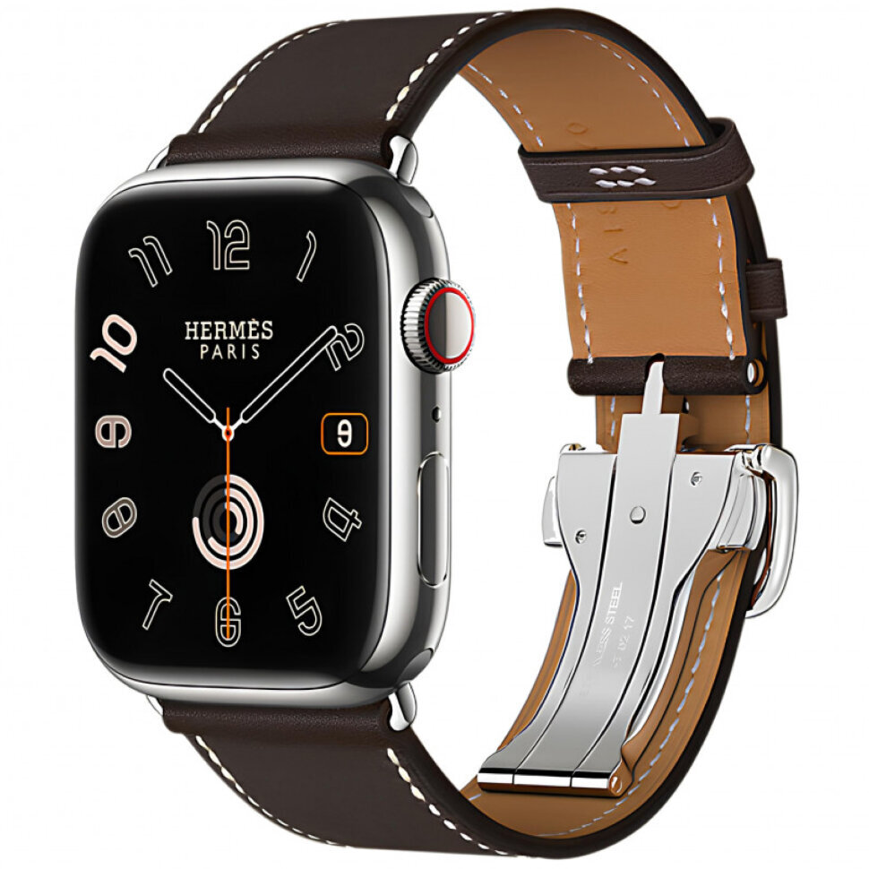 Смарт-часы Apple Watch S10 Hermes - 46 mm ремешок с раскладывающейся застежкой, темно-коричневый
