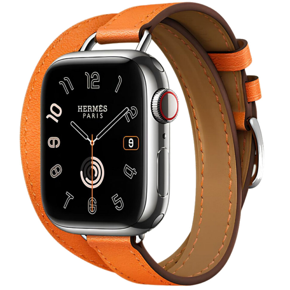 Смарт-часы Apple Watch S10 Hermes - браслет Double Tour Hapi Attelage (Золотой | Gold)