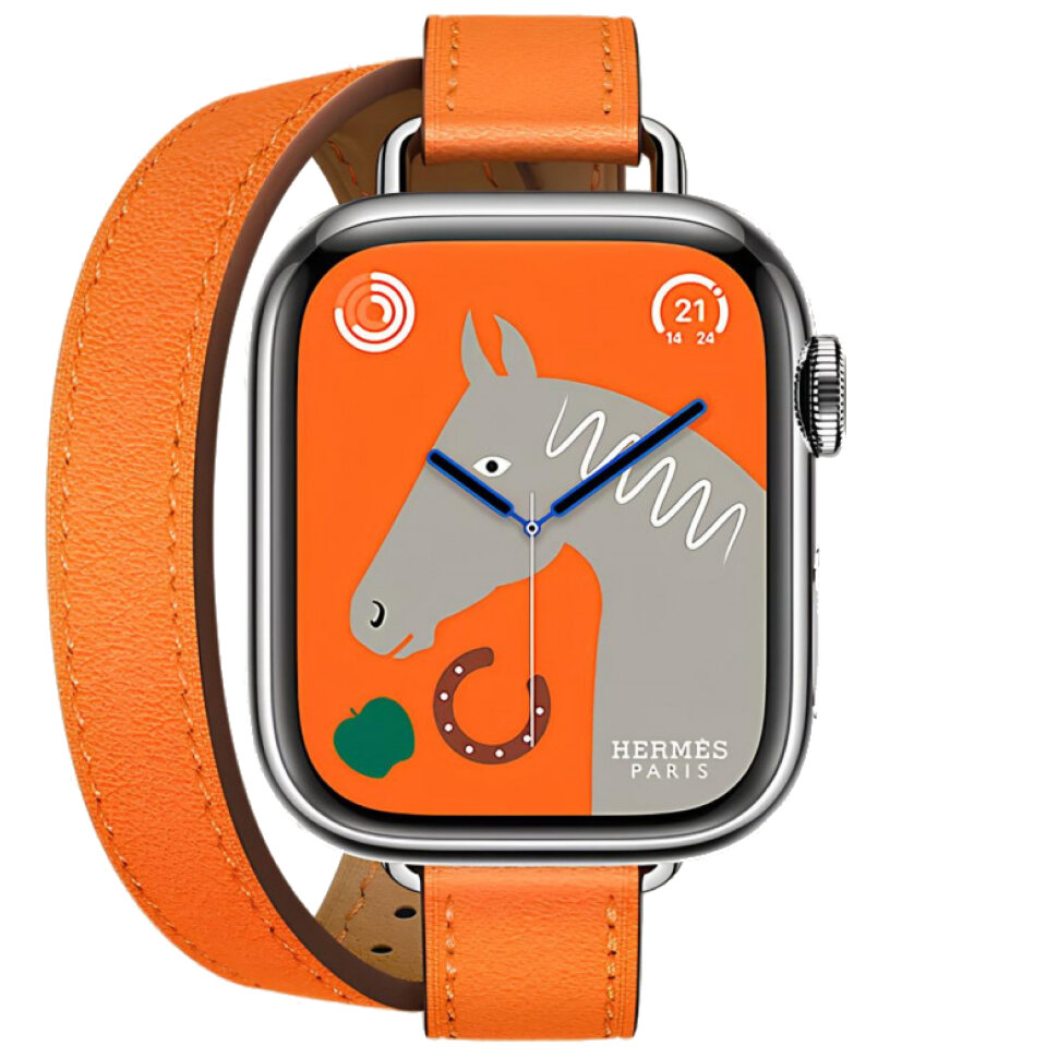 Смарт-часы Apple Watch S10 Hermes - браслет Double Tour Hapi Attelage (Золотой | Gold)