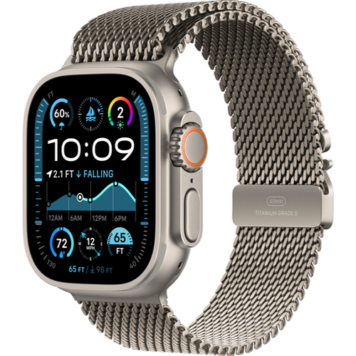 Смарт-часы Apple Watch Ultra 2 (2024) - 49 mm Natural Titanium case | ремешок Titanium Milanese Loop цвета Natural Titanium, размер S