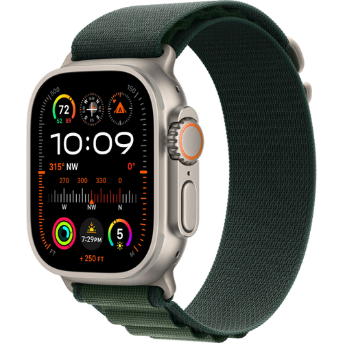 Смарт-часы Apple Watch Ultra 2 (2024) GPS + Cellular - 49 mm Natural Titanium case | ремешок Alpine Loop | цвет Темно-зеленый, размер L