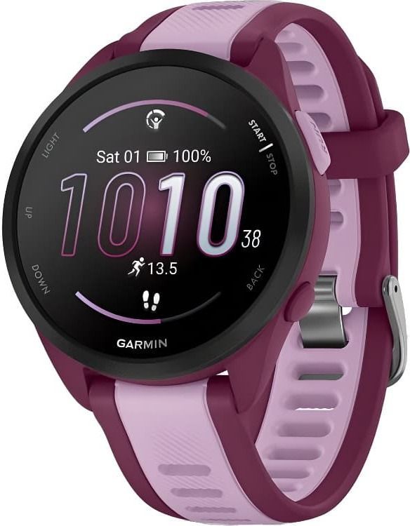 Смарт-часы Garmin Forerunner 165 Music - 43 mm, Лиловый c малиновым ремешком