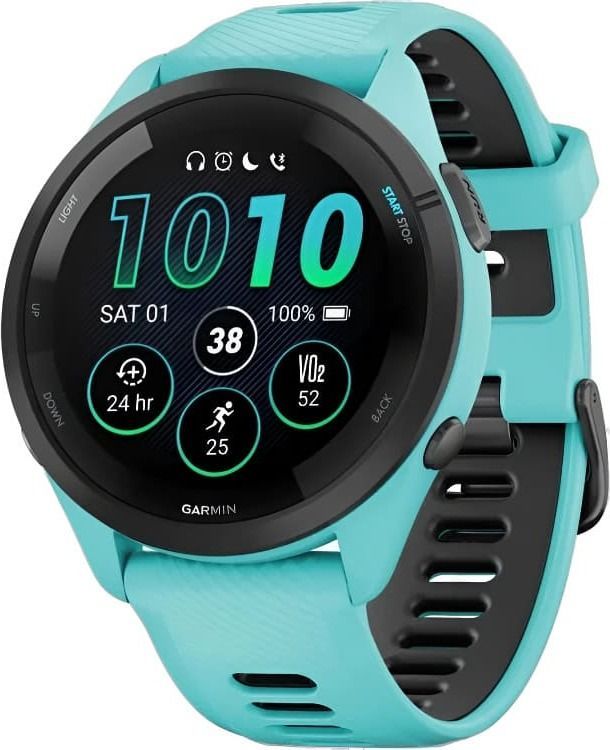 Смарт-часы Garmin Forerunner 265 - 46 mm, Aqua, черно-голубой ремешок