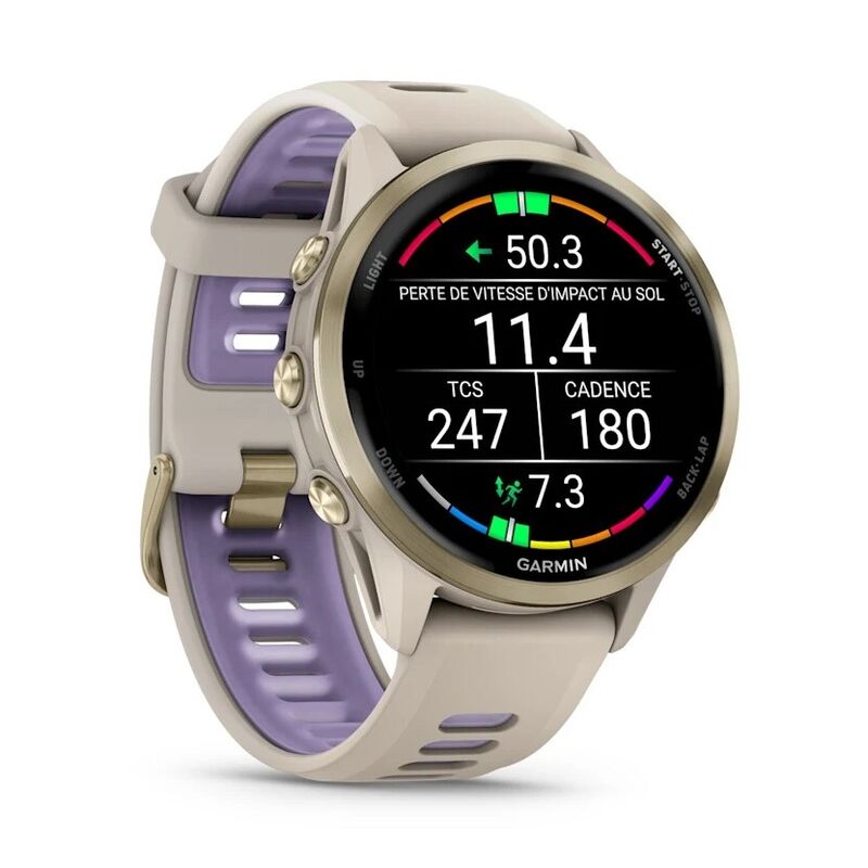 Смарт-часы Garmin Forerunner 970 - 47 mm, Золотистый, титановый безель, серый с индиго ремешок (010-02969-02)