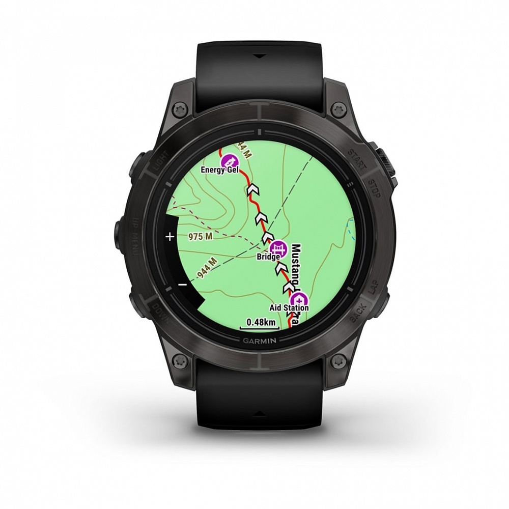 Смарт-часы Garmin Epix Pro (Gen 2) Sapphire Edition - 47 mm, Титановый, угольно-серый безель с DLC-покрытием, черный ремешок