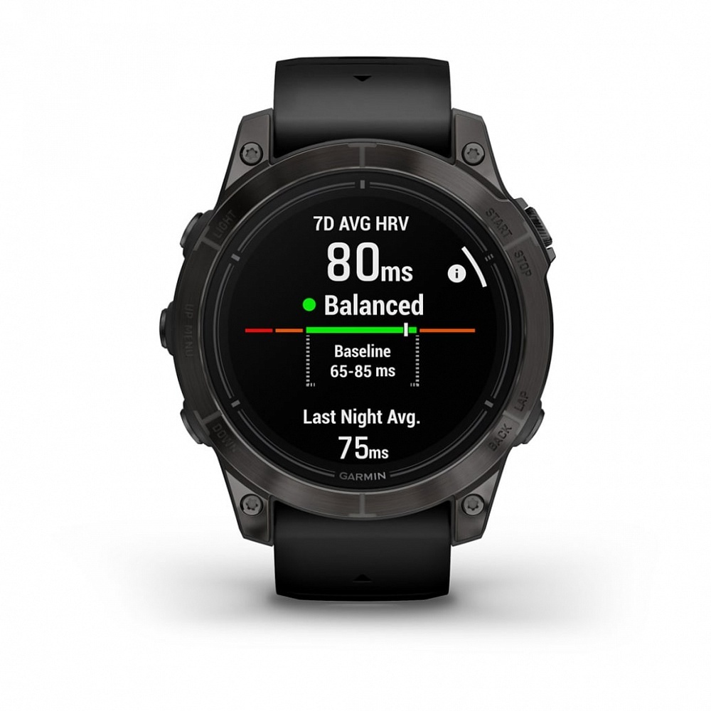 Смарт-часы Garmin Epix Pro (Gen 2) Sapphire Edition - 47 mm, Титановый, угольно-серый безель с DLC-покрытием, черный ремешок