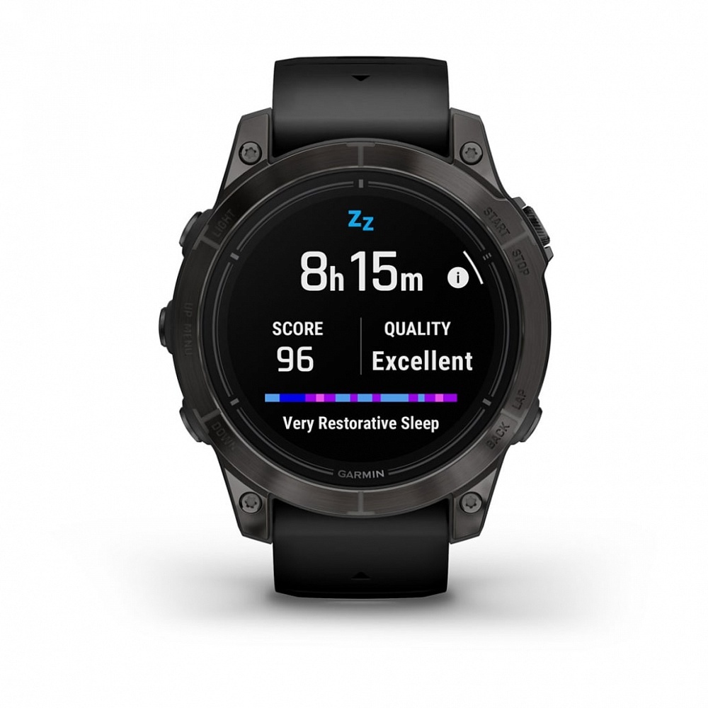 Смарт-часы Garmin Epix Pro (Gen 2) Sapphire Edition - 47 mm, Титановый, угольно-серый безель с DLC-покрытием, черный ремешок