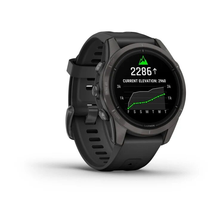 Смарт-часы Garmin Epix Pro (Gen 2) Sapphire Edition - 42 mm, Титановый, угольно-серый безель с DLC-покрытием, черный ремешок