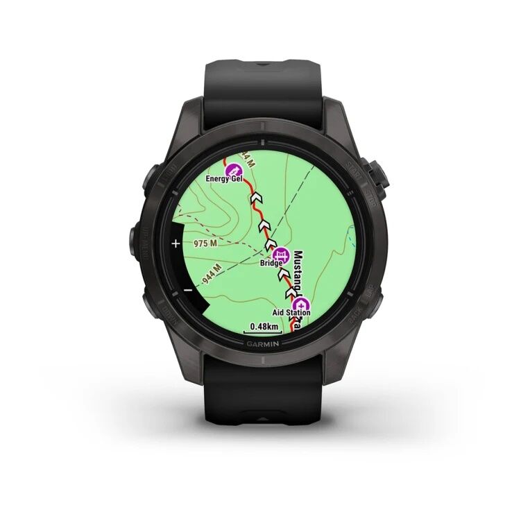 Смарт-часы Garmin Epix Pro (Gen 2) Sapphire Edition - 42 mm, Титановый, угольно-серый безель с DLC-покрытием, черный ремешок