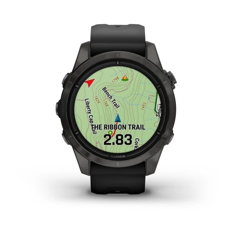 Смарт-часы Garmin Epix Pro (Gen 2) Sapphire Edition - 42 mm, Титановый, угольно-серый безель с DLC-покрытием, черный ремешок