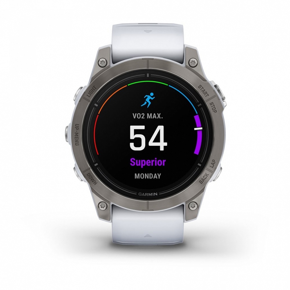 Смарт-часы Garmin Epix Pro (Gen 2) Sapphire Edition - 47 mm, Титановый, белый безель с DLC-покрытием, белый ремешок