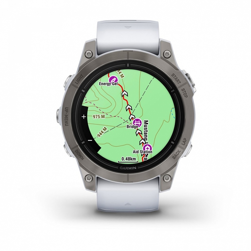 Смарт-часы Garmin Epix Pro (Gen 2) Sapphire Edition - 47 mm, Титановый, белый безель с DLC-покрытием, белый ремешок