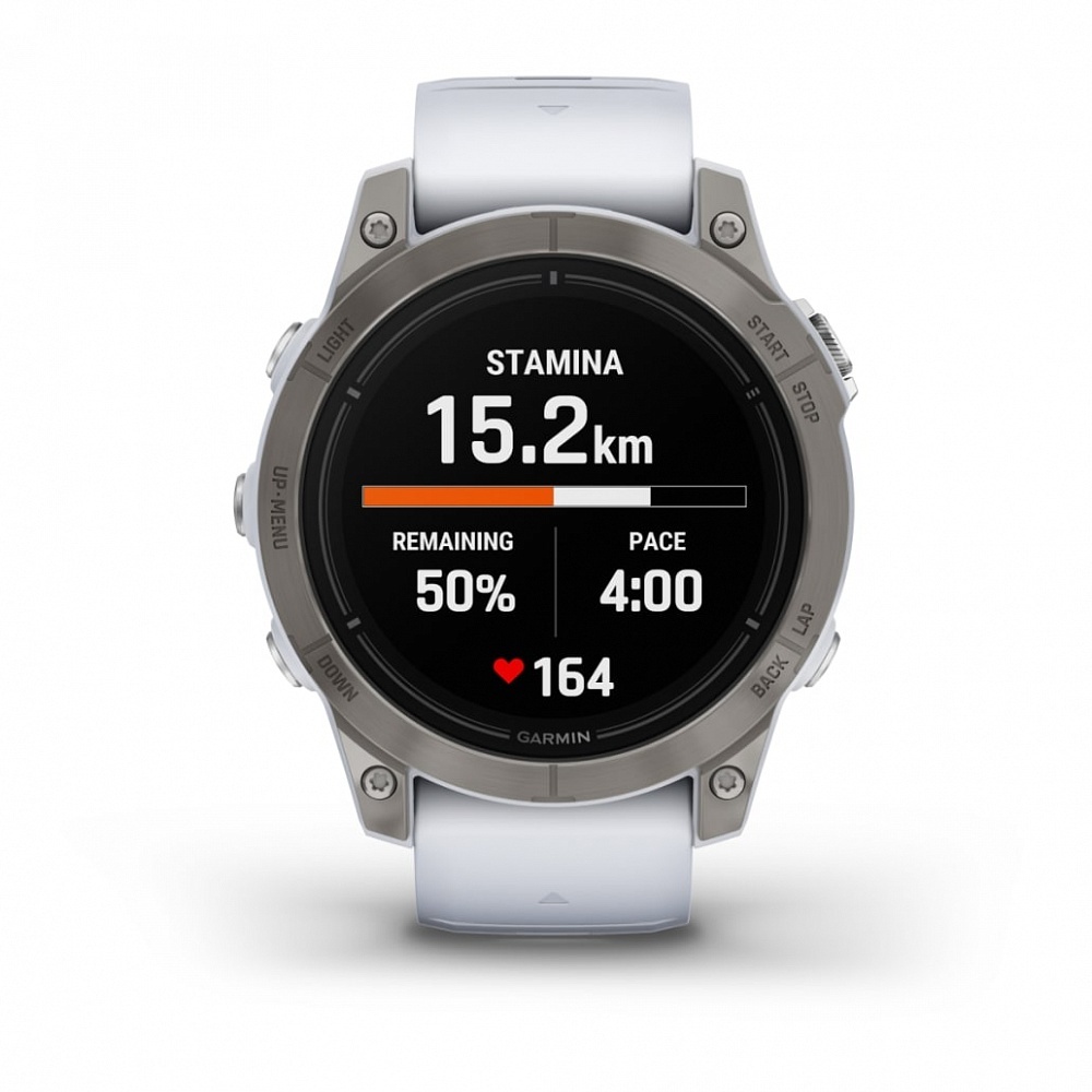 Смарт-часы Garmin Epix Pro (Gen 2) Sapphire Edition - 47 mm, Титановый, белый безель с DLC-покрытием, белый ремешок
