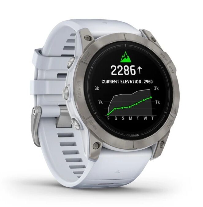 Смарт-часы Garmin Epix Pro (Gen 2) Sapphire Edition - 51 mm, Титановый белый, светло-серый безель с DLC-покрытием, белый силиконовый ремешок