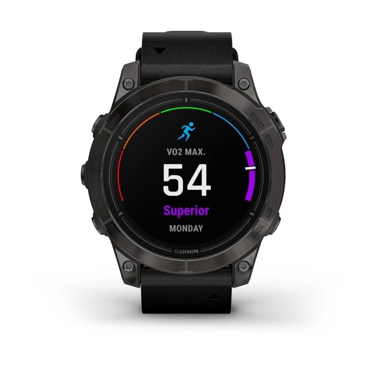 Смарт-часы Garmin Epix Pro (Gen 2) Sapphire Edition - 47 mm, Титановый, угольно-серый безель с DLC-покрытием, черный кожаный ремешок