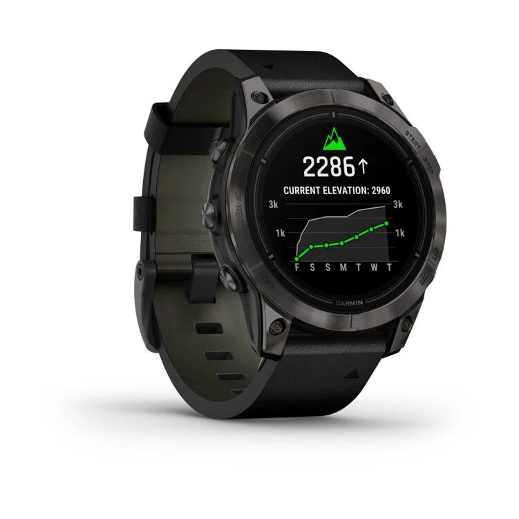 Смарт-часы Garmin Epix Pro (Gen 2) Sapphire Edition - 47 mm, Титановый, угольно-серый безель с DLC-покрытием, черный кожаный ремешок
