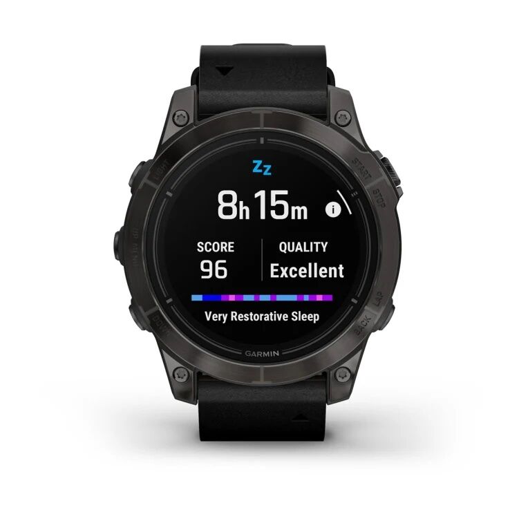 Смарт-часы Garmin Epix Pro (Gen 2) Sapphire Edition - 47 mm, Титановый, угольно-серый безель с DLC-покрытием, черный кожаный ремешок