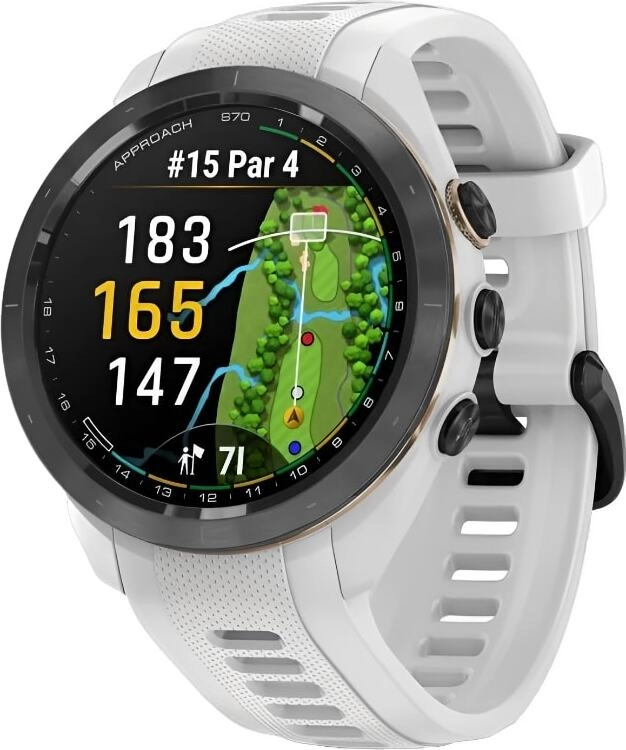 Смарт-часы Garmin Approach S70 - 42 mm, черный керамический безель с белым силиконовым ремешком