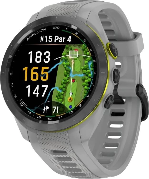 Смарт-часы Garmin Approach S70 - 42 mm, черный керамический безель с серым силиконовым ремешком