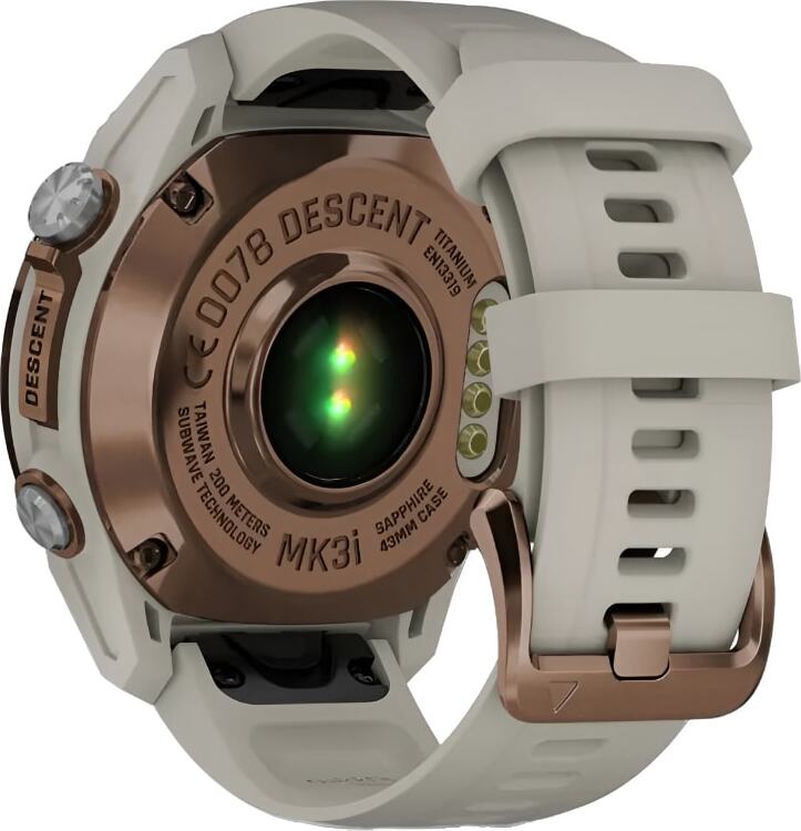 Смарт-часы Garmin Descent Mk3i - 43 mm, Титановый, бронзовый безель с PVD-покрытием, серый силиконовый ремешок