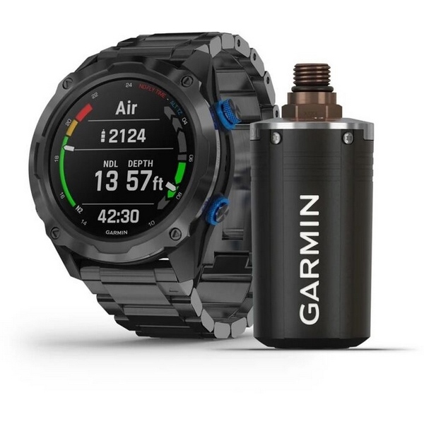 Смарт-часы Garmin Descent Mk2i - 52 mm, Титановый с DLC-покрытием и черным титановым ремешком + Датчик Descent T1