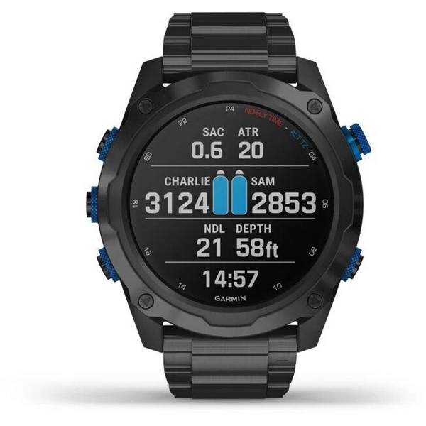 Смарт-часы Garmin Descent Mk2i - 52 mm, Титановый с DLC-покрытием и черным титановым ремешком + Датчик Descent T1