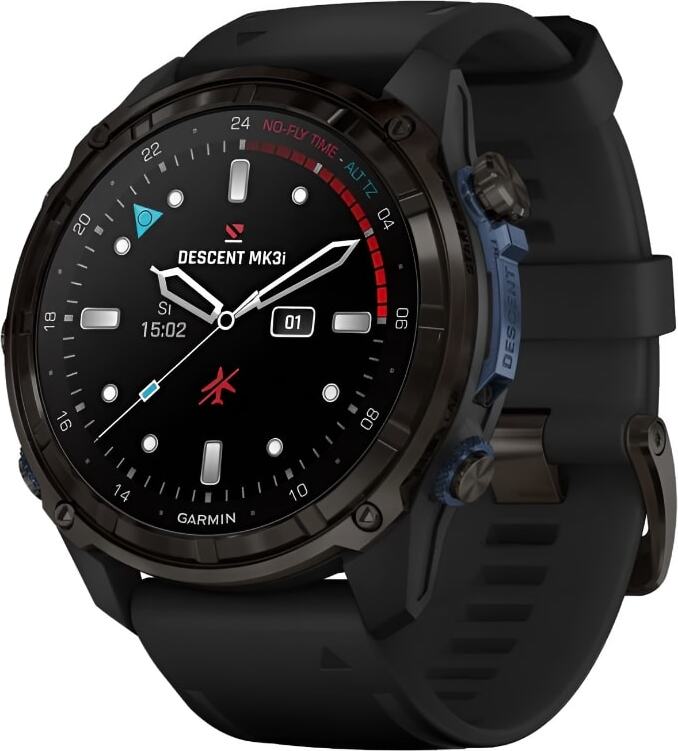 Смарт-часы Garmin Descent Mk3i - 51 mm, Титановый, угольно-серый безель с DLC-покрытием, черный силиконовый ремешок
