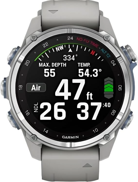 Смарт-часы Garmin Descent Mk3i - 51 mm, Титановый, угольно-серый безель с DLC-покрытием, черный силиконовый ремешок
