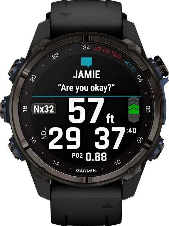 Смарт-часы Garmin Descent Mk3i - 43 mm, Титановый, угольно-серый безель с DLC-покрытием, черный силиконовый ремешок