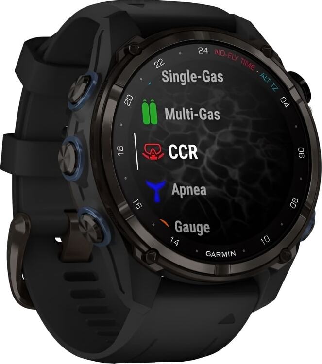 Смарт-часы Garmin Descent Mk3i - 43 mm, Титановый, угольно-серый безель с DLC-покрытием, черный силиконовый ремешок