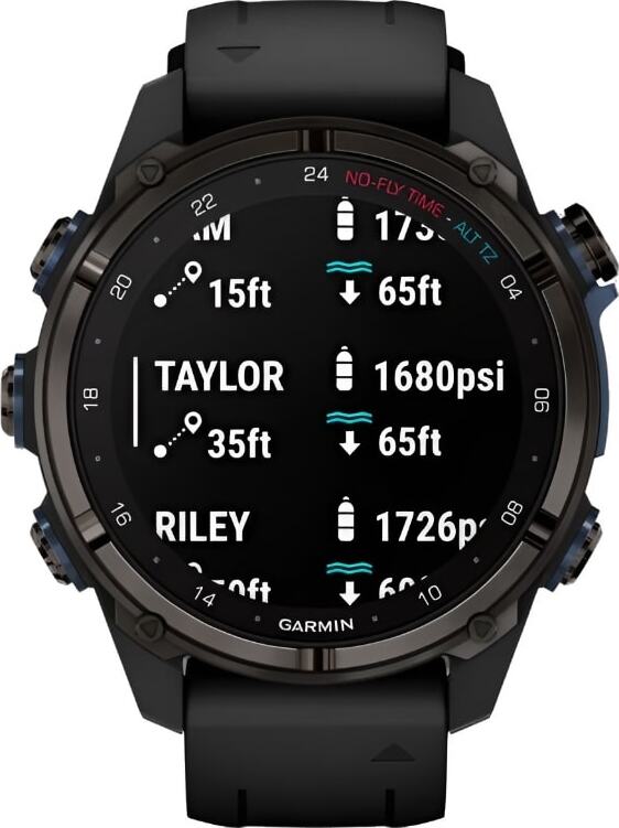 Смарт-часы Garmin Descent Mk3i - 43 mm, Титановый, угольно-серый безель с DLC-покрытием, черный силиконовый ремешок