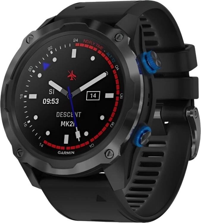 Смарт-часы Garmin Descent Mk2i - 52 mm, Титановый с DLC-покрытием и черным ремешком