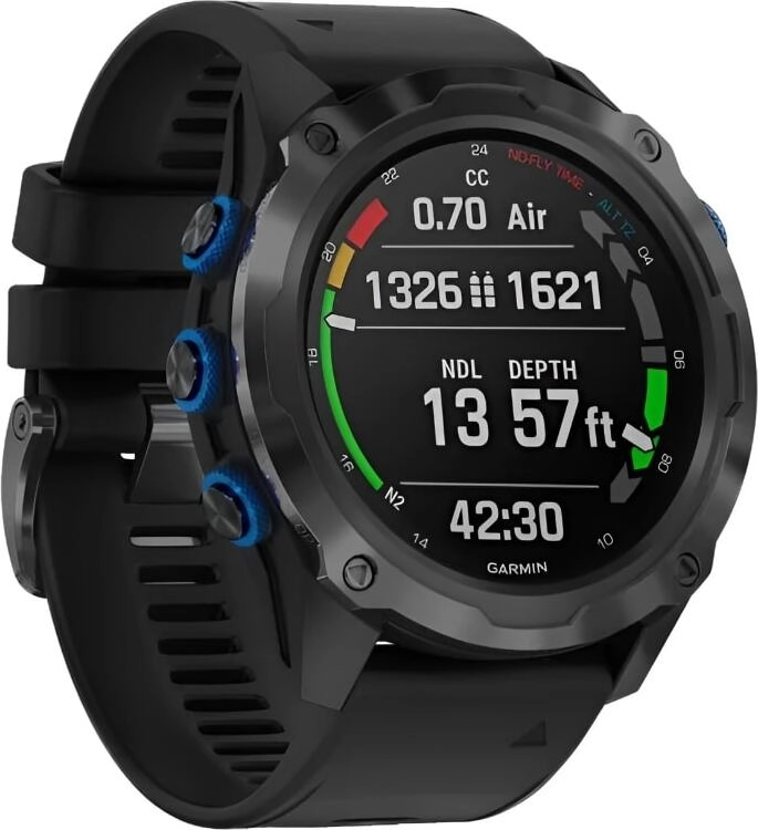 Смарт-часы Garmin Descent Mk2i - 52 mm, Титановый с DLC-покрытием и черным ремешком