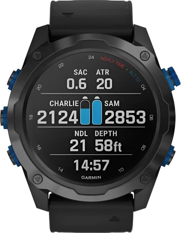 Смарт-часы Garmin Descent Mk2i - 52 mm, Титановый с DLC-покрытием и черным ремешком