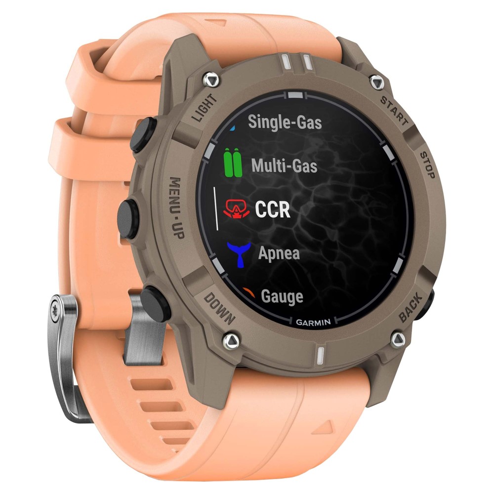 Смарт-часы Garmin Descent G2 - 45 mm, Сиренево-бежевый (палома), нежно-розовый силиконовый ремешок