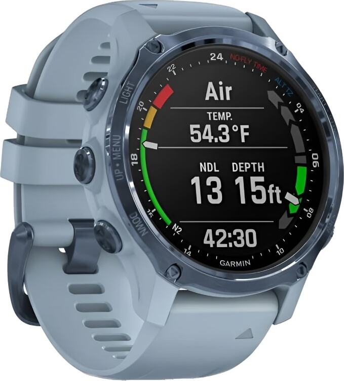Смарт-часы Garmin Descent Mk2S - 43 mm, Голубой корпус c силиконовым ремешком цвета морской пены