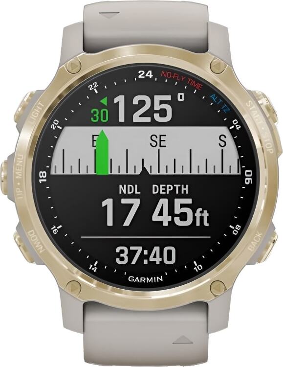 Смарт-часы Garmin Descent Mk2S - 43 mm, Светло-золотистый корпус со светло-песочным силиконовым ремешком