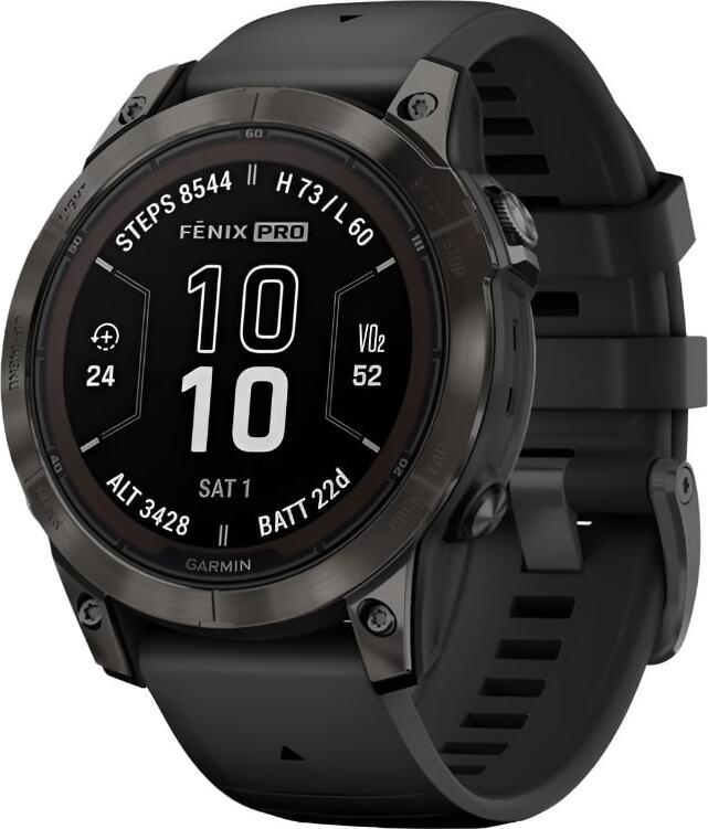 Смарт-часы Garmin Fenix 7 Pro Sapphire Solar - 47 mm, Титановый, угольно-серый безель с DLC-покрытием, черный ремешок