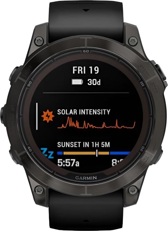 Смарт-часы Garmin Fenix 7 Pro Sapphire Solar - 47 mm, Титановый, угольно-серый безель с DLC-покрытием, черный ремешок