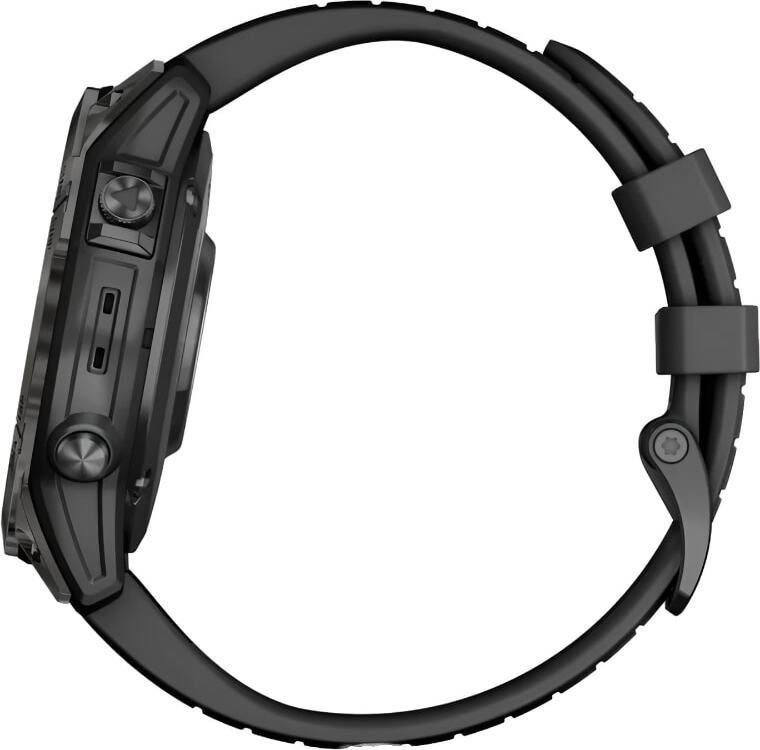 Смарт-часы Garmin Fenix 7 Pro Sapphire Solar - 47 mm, Титановый, угольно-серый безель с DLC-покрытием, черный ремешок