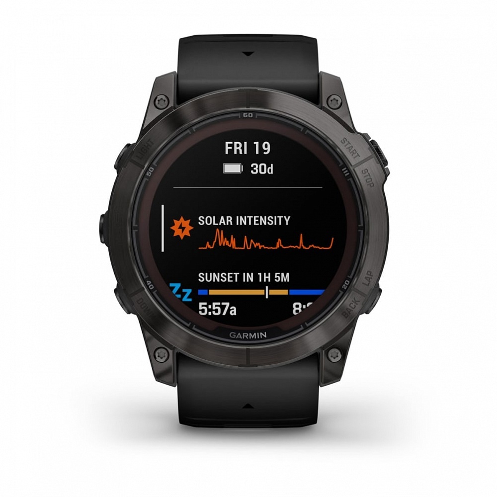 Смарт-часы Garmin Fenix 7X Pro Sapphire Solar Edition - 51 mm, Титановый, угольно-серый безель с DLC-покрытием, черный ремешок