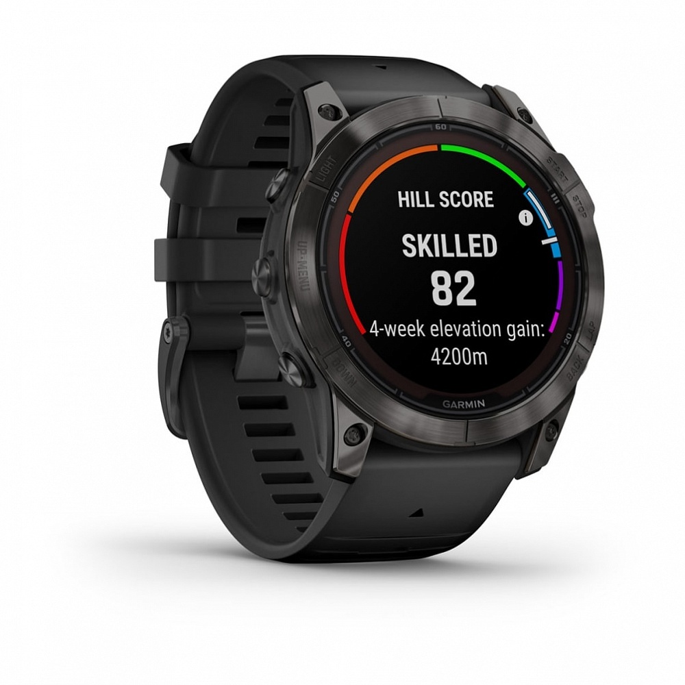 Смарт-часы Garmin Fenix 7X Pro Sapphire Solar Edition - 51 mm, Титановый, угольно-серый безель с DLC-покрытием, черный ремешок